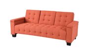 Orange suede sofa bed w/ tufted backs and seats by Glory additional picture 2