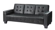 Black faux leather sofa bed w/ tufted backs and seats by Glory additional picture 2