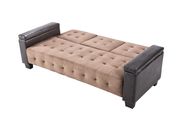 Cappuccino faux leather / beige suede sofa bed by Glory additional picture 3