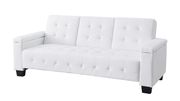 White faux leather sofa bed w/ tufted backs and seats by Glory additional picture 2