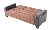 Chocolate suede /  faux leather sofa bed by Glory additional picture 3