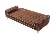 Chocolate suede tufted button design sofa bed by Glory additional picture 5