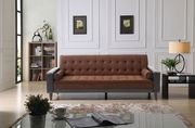 Saddle/dark brown tufted button design sofa bed by Glory additional picture 6