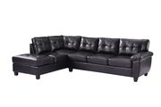 Black bycast leather 2pc reversible sectional sofa by Glory additional picture 2