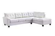 White faux leather 2pc reversible sectional sofa by Glory additional picture 2
