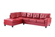 Red bycast leather 2pc reversible sectional sofa by Glory additional picture 2