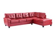 Red bycast leather 2pc reversible sectional sofa by Glory additional picture 2