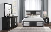 Black casual style king bed w/ silver inserts by Global additional picture 3