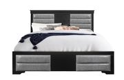 Black casual style king bed w/ silver inserts by Global additional picture 6