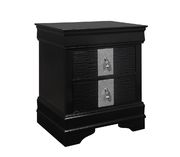 Black casual style nightstand  w/ silver inserts by Global additional picture 2