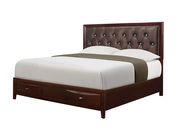 Tufted headboard / footboard storage merlot bed by Global additional picture 3