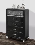 Black / silver bed w/ tufted headboard & drawers by Global additional picture 2