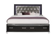 Black / silver bed w/ tufted headboard & drawers by Global additional picture 10