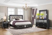 Black / silver king bed w/ tufted headboard & drawers by Global additional picture 3