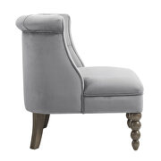 Gray velvet upholstery button tufting accent chair additional photo 2 of 3