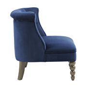 Navy velvet upholstery button tufting accent chair additional photo 3 of 3
