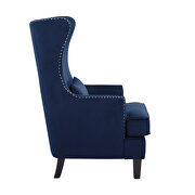 Blue velvet fabric upholstery accent chair additional photo 2 of 4