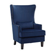 Blue velvet fabric upholstery accent chair additional photo 3 of 4