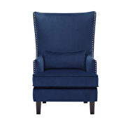 Blue velvet fabric upholstery accent chair additional photo 4 of 4
