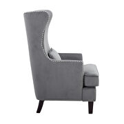 Gray velvet fabric upholstery accent chair additional photo 5 of 4