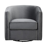 Gray velvet upholstery swivel chair additional photo 4 of 3