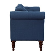 Blue textured fabric upholstery settee additional photo 2 of 5