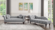 Dove gray textured fabric upholstery settee additional photo 4 of 3