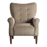Brown velvet upholstery accent chair additional photo 2 of 4