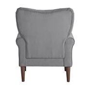 Dark gray velvet upholstery accent chair additional photo 3 of 5