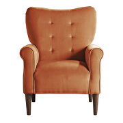 Orange velvet upholstery accent chair additional photo 2 of 5