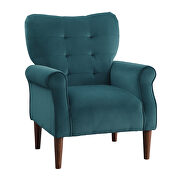 Teal velvet upholstery accent chair additional photo 5 of 5