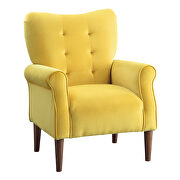 Yellow velvet upholstery accent chair additional photo 3 of 3