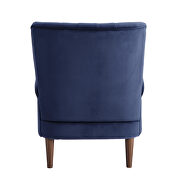 Navy blue velvet upholstery accent chair additional photo 2 of 5