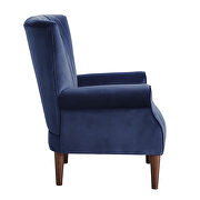 Navy blue velvet upholstery accent chair additional photo 3 of 5