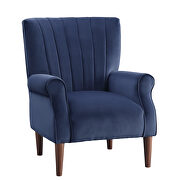 Navy blue velvet upholstery accent chair additional photo 5 of 5