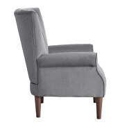 Dark gray velvet upholstery accent chair additional photo 2 of 5