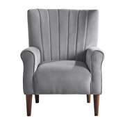 Dark gray velvet upholstery accent chair additional photo 4 of 5