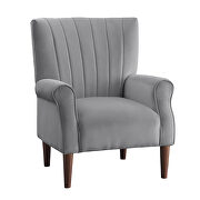 Dark gray velvet upholstery accent chair additional photo 5 of 5