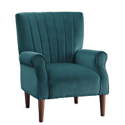Teal velvet upholstery accent chair additional photo 4 of 4