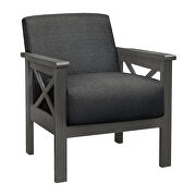 Dark gray textured fabric upholstery accent chair additional photo 4 of 4