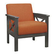 Orange textured fabric upholstery accent chair additional photo 3 of 3