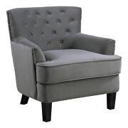 Gray velvet fabric upholstery accent chair additional photo 4 of 4