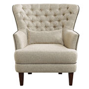 Beige textured fabric upholstery accent chair additional photo 3 of 4