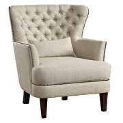 Beige textured fabric upholstery accent chair additional photo 4 of 4