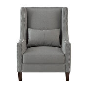 Light gray textured fabric upholstery accent chair additional photo 3 of 4