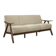 Light brown textured fabric upholstery sofa additional photo 3 of 10