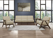 Light brown textured fabric upholstery loveseat additional photo 2 of 5