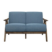 Blue textured fabric upholstery loveseat additional photo 4 of 5