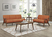 Orange textured fabric upholstery sofa additional photo 2 of 10