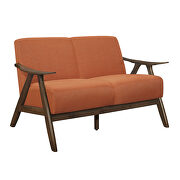 Orange textured fabric upholstery sofa additional photo 4 of 10